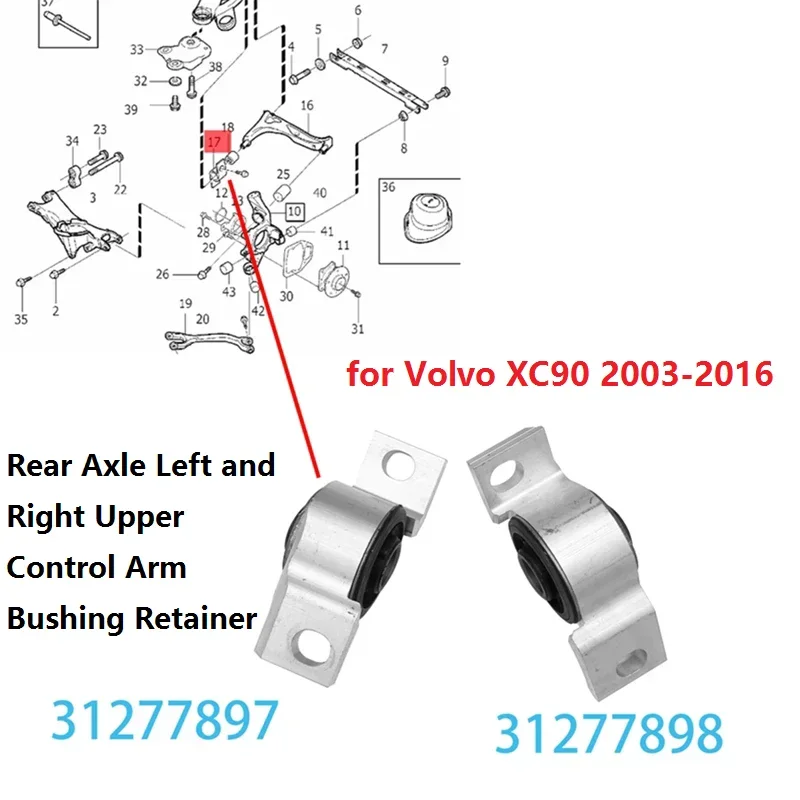 1Pair Rear Axle Control Arm Bushing Retainer Mount 31277897 31277898 For Volvo XC90 2003-2016 Arm Swing Bushing Mounting Bracket