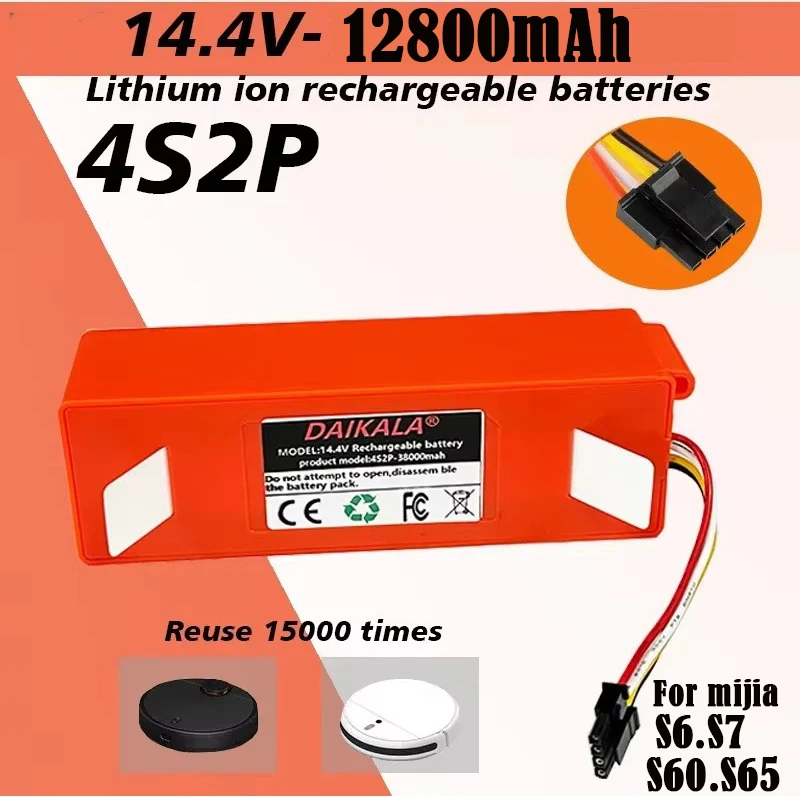 

14.4V5200mAh Lithium ion Battery Vacuum Cleaner Battery Replacement Mi Roborock S50 S51 S55 T4 T6 Universal Battery