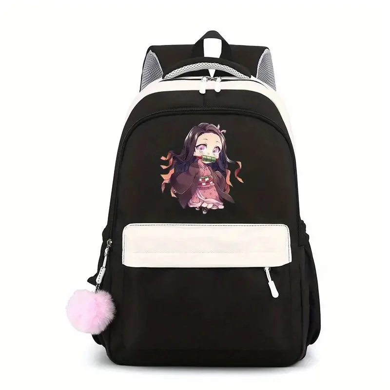 Mochilas Anime Demon Slayer Nezuko, mochilas escolares simples e leves, mulheres e homens, capacidade para viagem