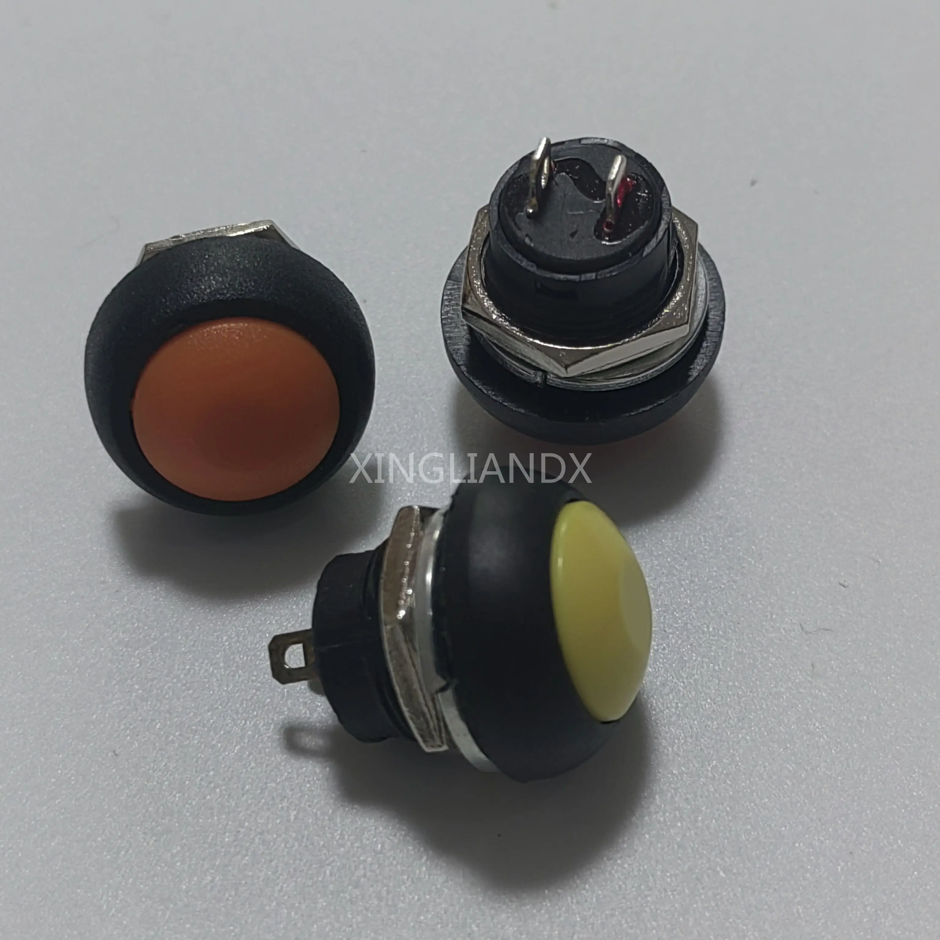 PBS-33B 2PIN 12 مللي متر تيار مستمر التيار المتناوب 3A/125 فولت 1A/250 فولت البلاستيك جولة الذاتي إعادة تعيين مفاتيح زر قفل