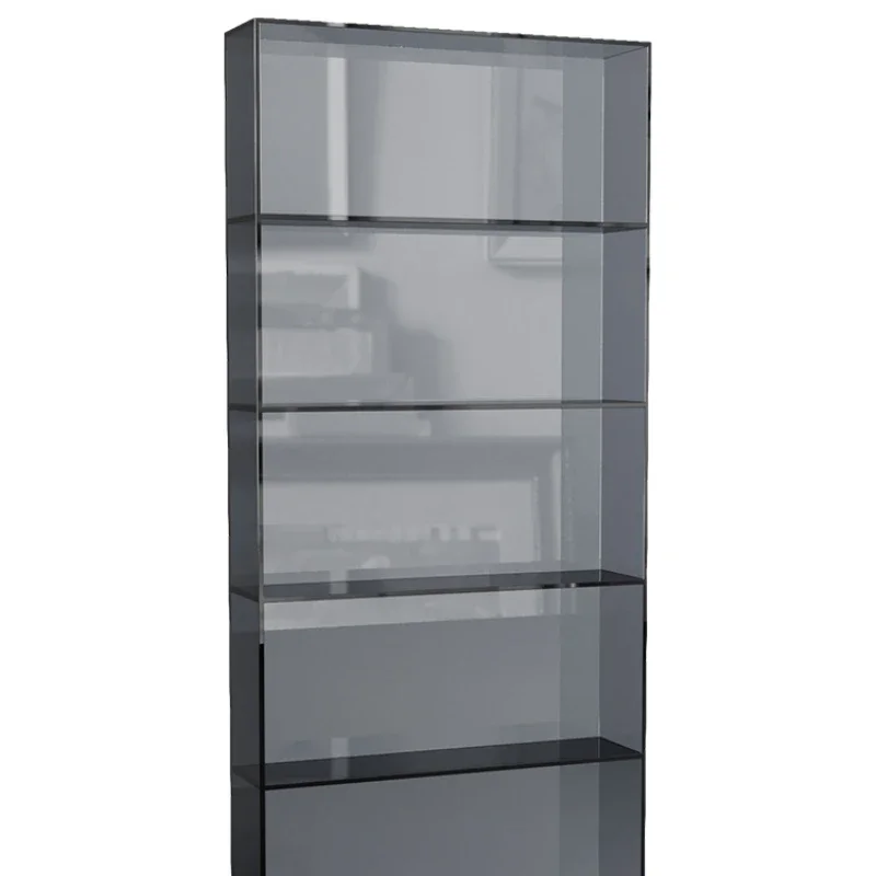 Light luxury multi-layer household living room integrated transparent bookcase simple floor solid wood figure storage rack