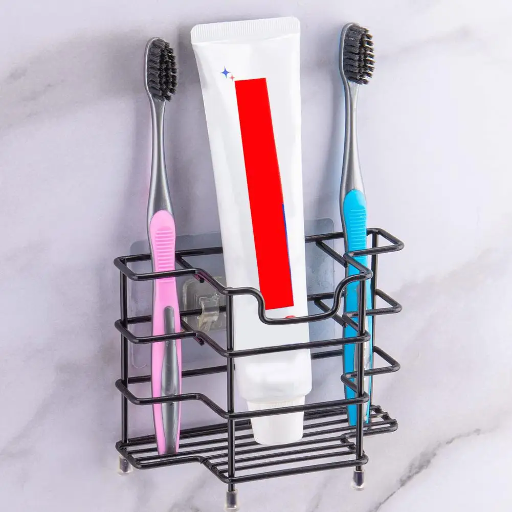 Stainless Steel Toothbrush Holder Wall Mounted Family Toothbrush Toothpaste Rack Bathroom Accessories Organizer 칫솔 수납 바구니