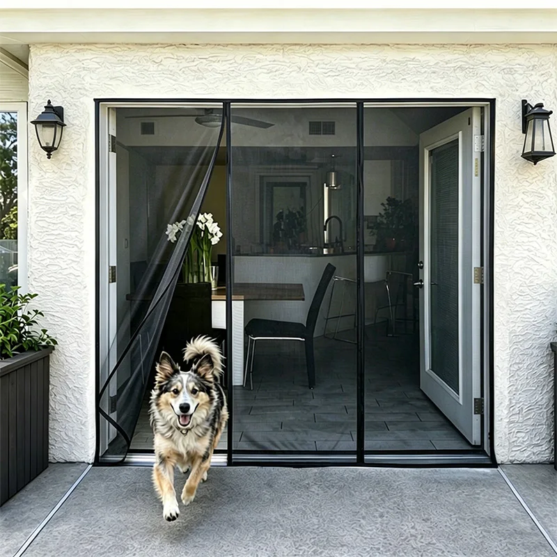 Magnetic Screen Door Mosquito Net For Outdoor Door Screen Mosquito Mesh Invisible Fiberglass Net Tulle Custom Size Auto Closing