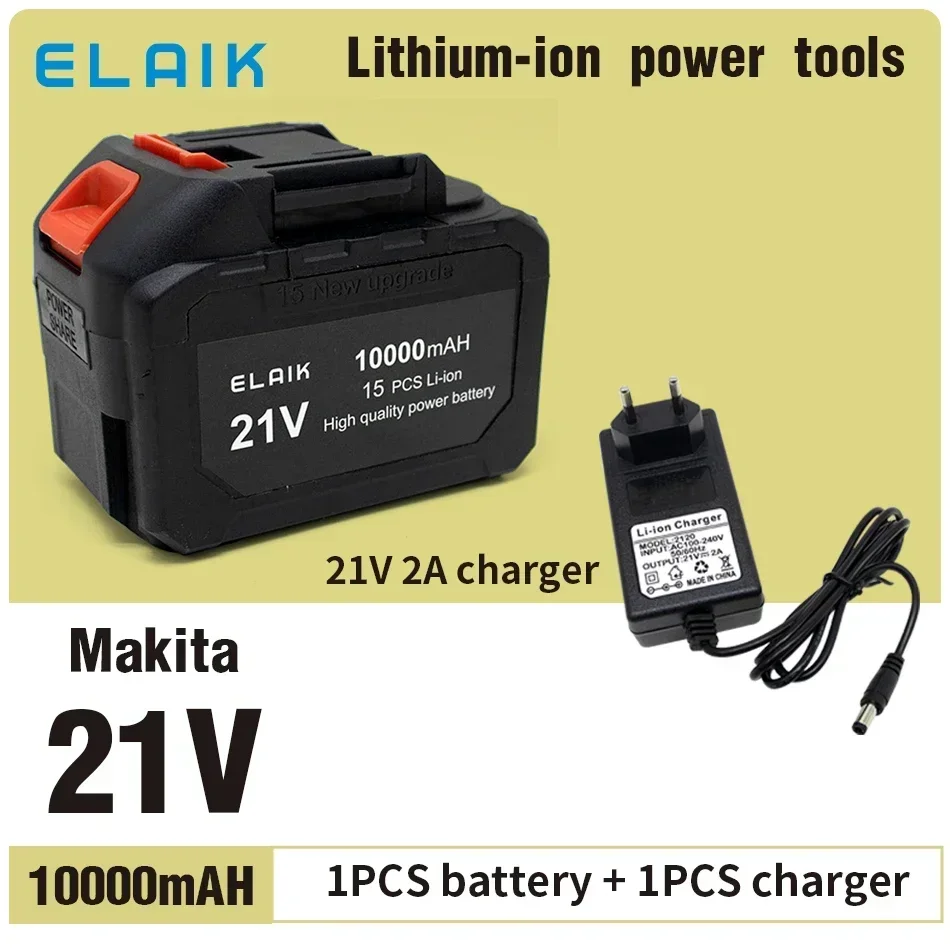 Makita-Tournevis électrique de grande capacité, adapté aux outils électriques, perceuse électrique, batterie au lithium-ion, pipeline, instantané 4A, 18V, 21V, 2000mAh