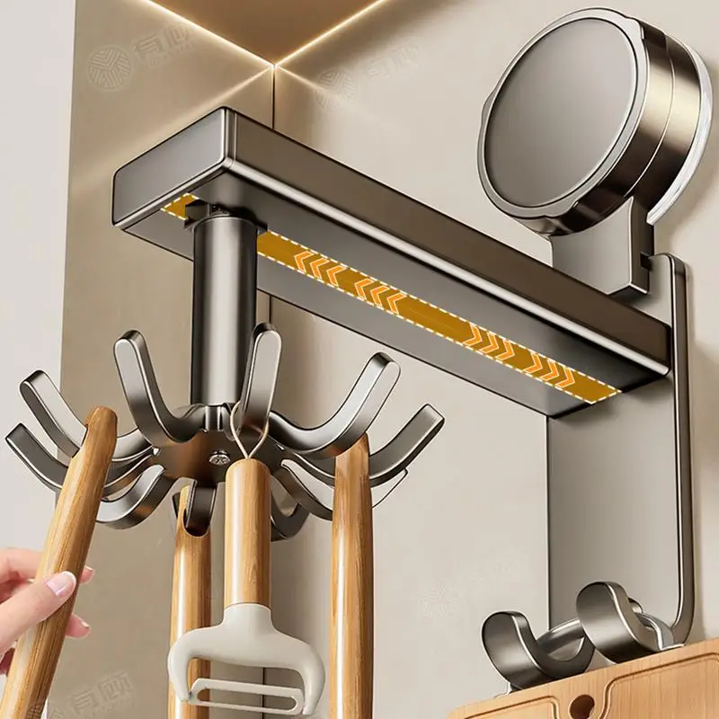 

Kitchen Suction Cup Utensil Holder Nail-free Rotating Hanger Spatula Spoon Utensils Organizer Space Saving Kitchen Tools