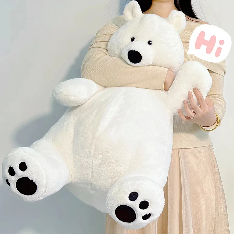 40-65cm Cute Polar Bear Doll Stuffed Animal Cartoon Furry White Bear Plush Toy Soft Appease Sleeping Plushies Gift For Kids Girl