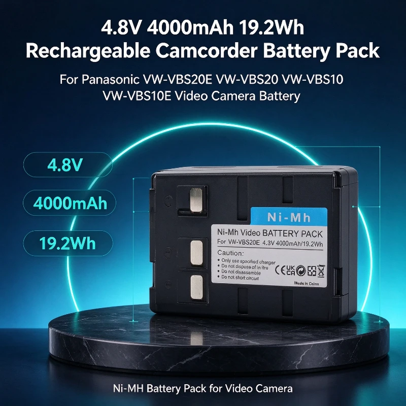 4.8V 4000mAh 19.2Wh Rechargeable Camcorder Battery Pack for Panasonic VW-VBS20E VW-VBS20 VW-VBS10 VW-VBS10E Video Camera Battery