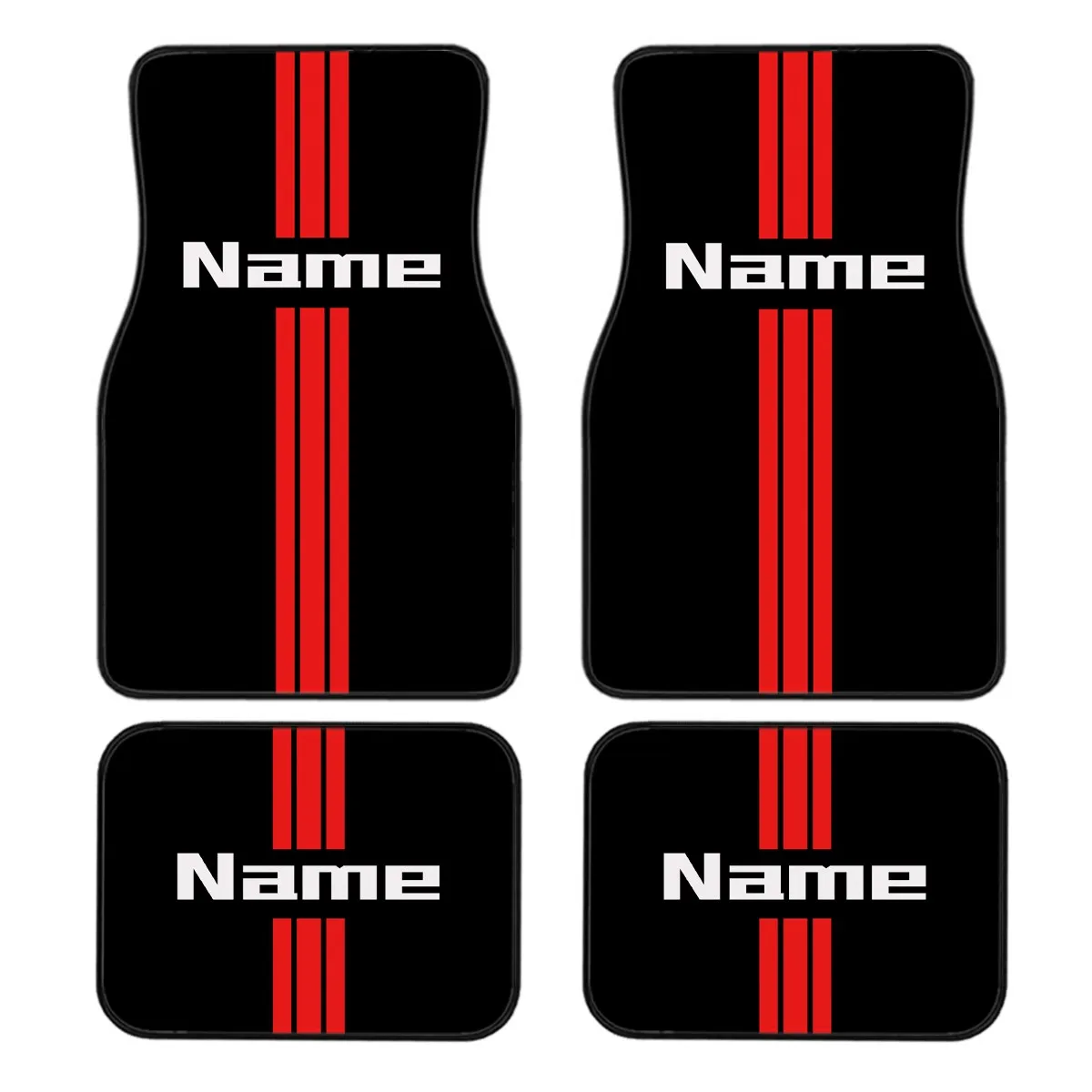 4pcs Car Floor Mats With Red Stripe Design Pattern - Exquisite Classic Backing, High-Quality Material, Fashion Style, Ideal Fo