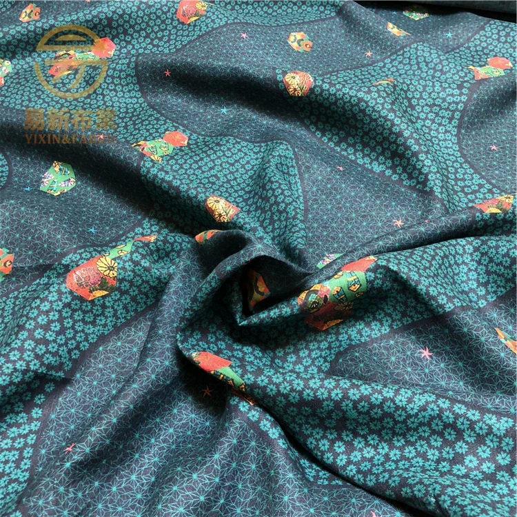 LBS High Quality Natural 100% Pure Linen Digital Printed Fabric For Sewing Cloth Dresses Robe Summer Thin DIY Handmade Designer