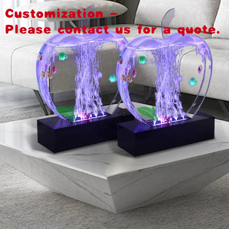 custom.New Design Color Changing Led Glow Aquarium Bubble Dancing Fountain Acrylic Shape Party Light Tabletop Decora
