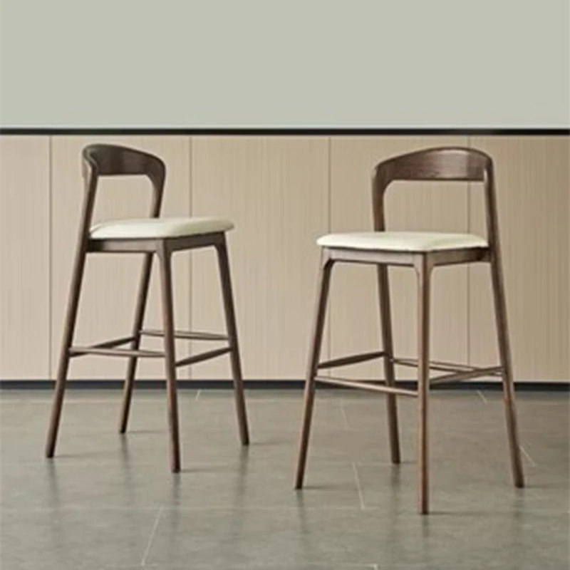 Retro Designer Luxury Bar Stools Kitchen Solid Wood Soft Bedrooms Adults Bar Chair Waiting Relaxing Taburete Alto Home Furniture