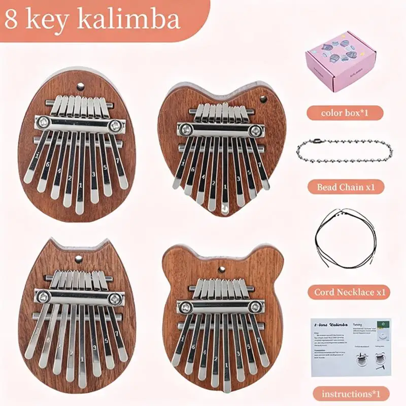 Mini 8 Key Solid Wood Kalimba With Portable Lanyard And Crisp Sound Perfect For Music Beginners Kids Casual Play Travel Gift