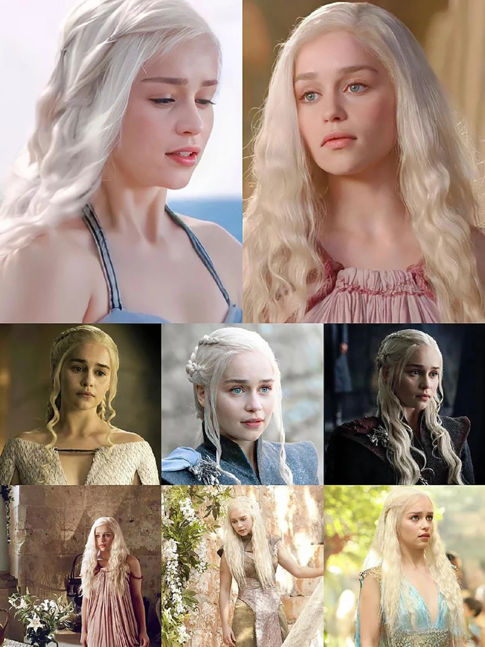 Game Of Thrones Daenerys Targaryne Cosplay Kunsthaar 13×4 Vordere Spitzenperücke Halloween Tägliche Party Hochwertiges langes lockiges Haar