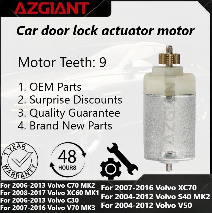 

Azgiant Car door lock actuator motor For Volvo C70 MK2 2006-2013/C30/V70 MK3 2007-2016/XC70/V50 2004-2012 New auto parts OEM
