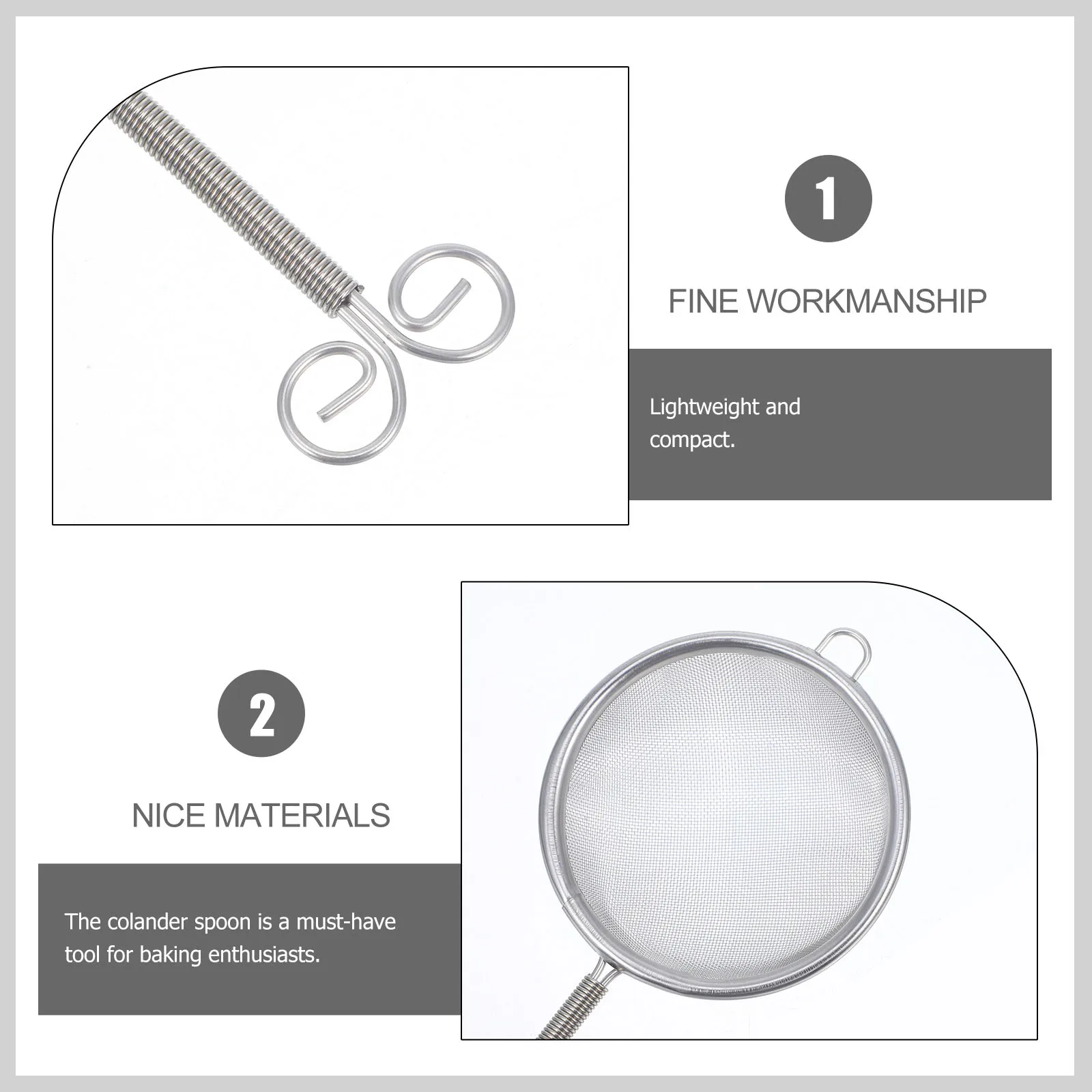 

Stainless Steel Kitchen Tea Strainer Spoon Long Handle Fine Mesh Ladle for Baking Cooking Coffee Flour Powder Filter
