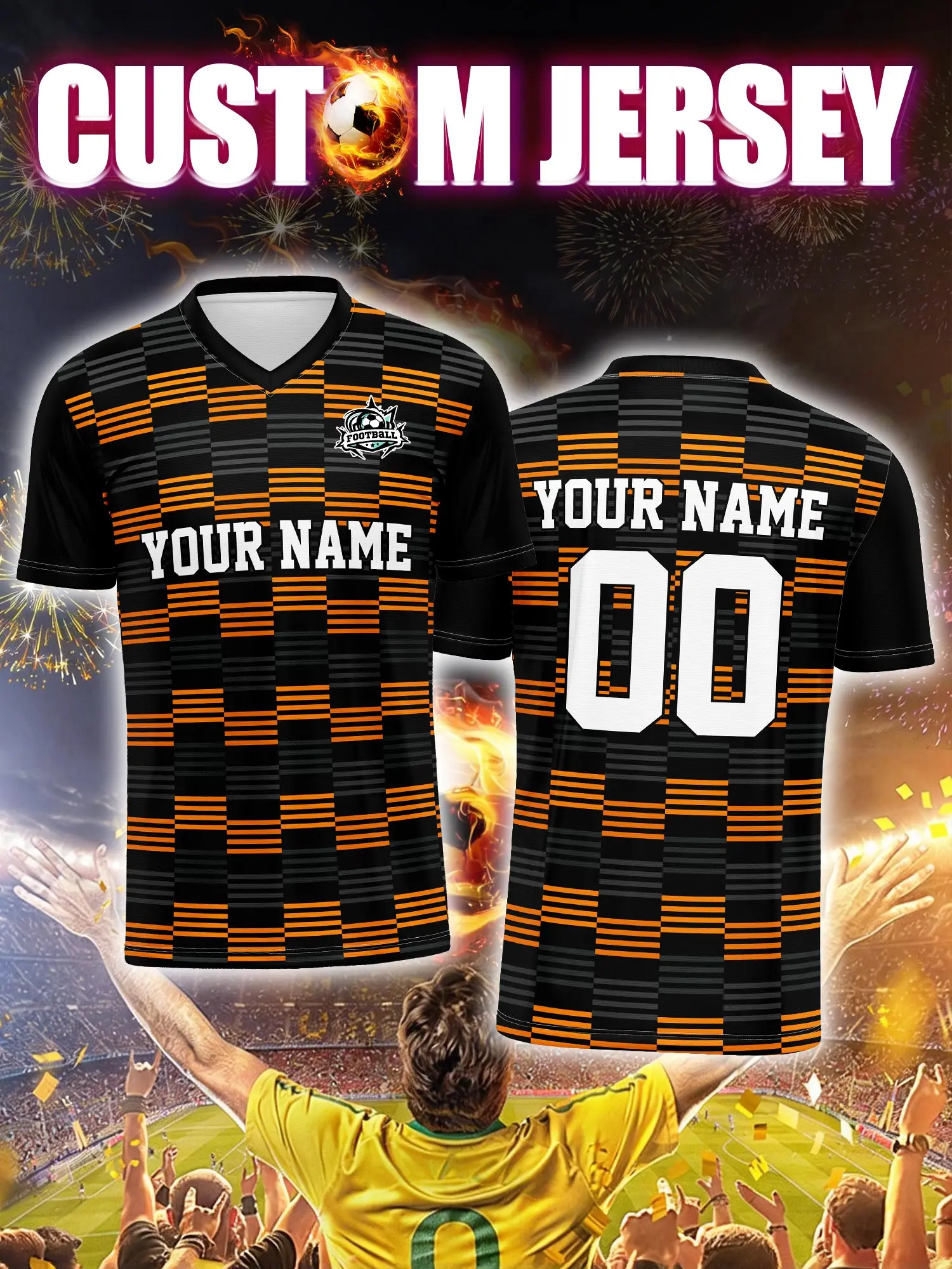 

Спортивная футболка с V-образным вырезом для взрослых и детей, с индивидуальным именем и номером, быстросохнущая, модная, с сублимационной печатью, 2026