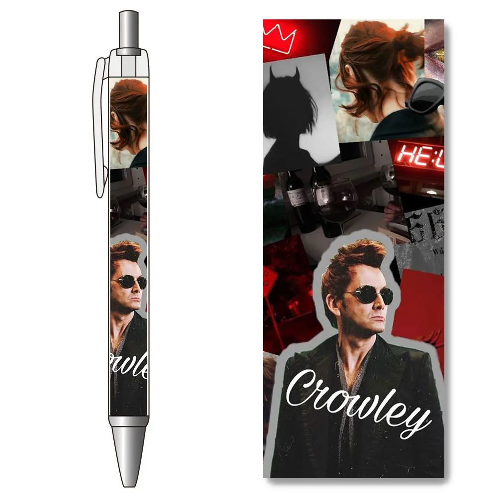 1PCS Good Omens Crowley Demon Poster Crown Sunglasses Gel Pen TV Drama Stationery Black Refills Caneta School Writing Supplies