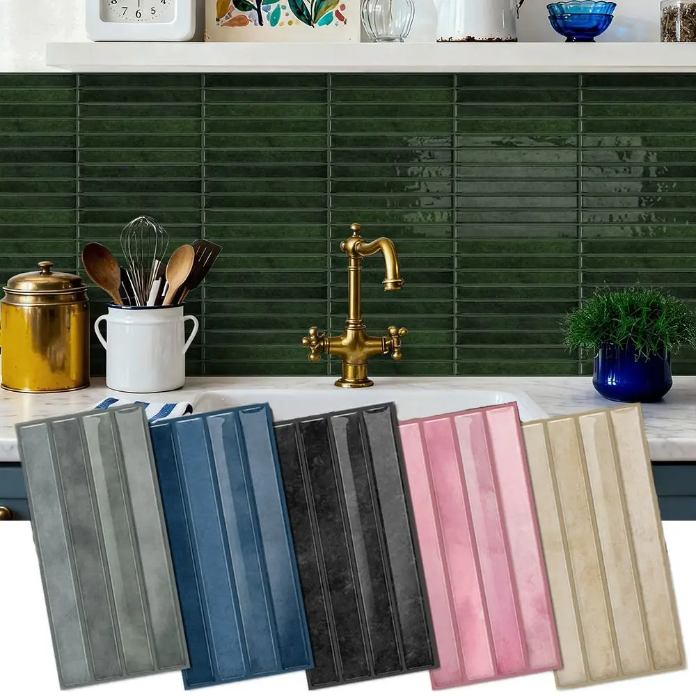 Multicolor Tile Wall Sticker Self-Adhesive Waterproof 3D Kitchen Wall Paper Epoxy Material Tile Pattern Wall Decals
