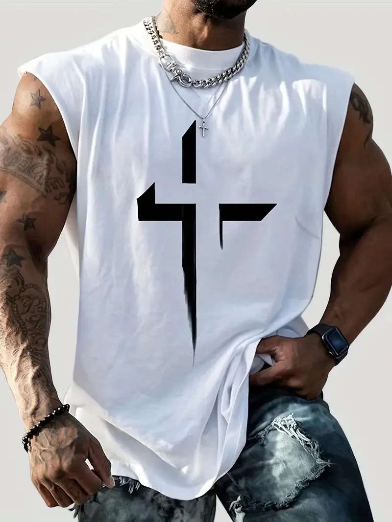 Men's Bodybuilding Sports Sleeveless Tank Top Fashion Quick Dry Breathable Gym Vest Summer Fitness Running Tees Casual Man Shirt