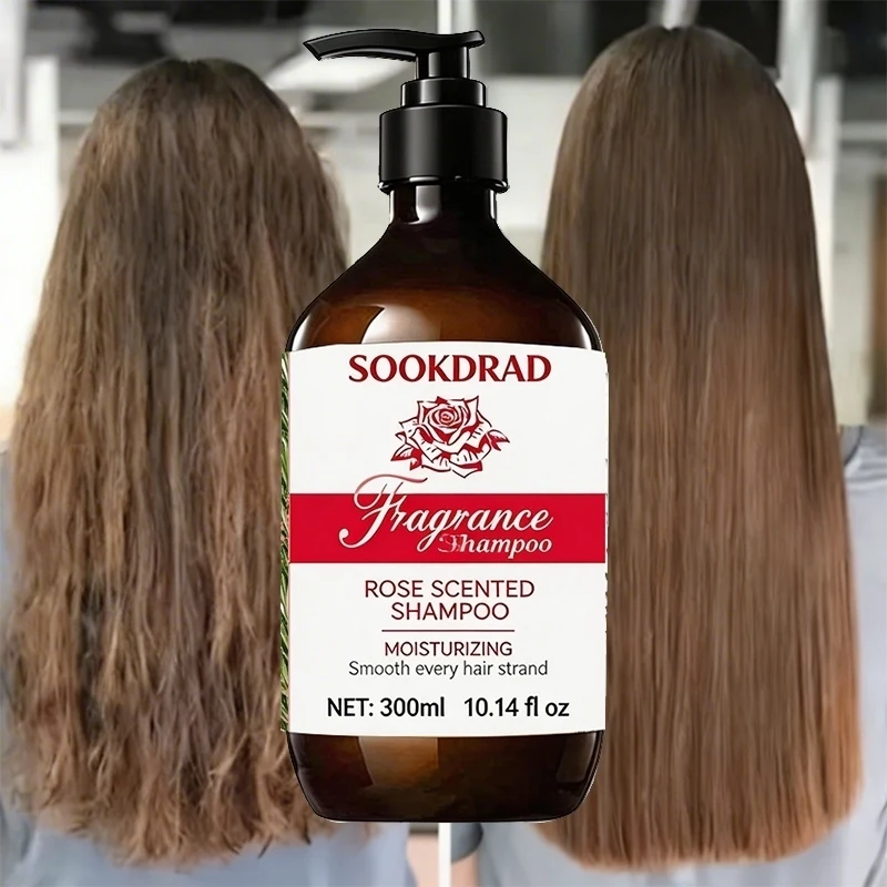 Long Lasting Fragrance Rose Shampoo, Nourish Dry Hair, Gentle Cleansing 300ml Regular Use