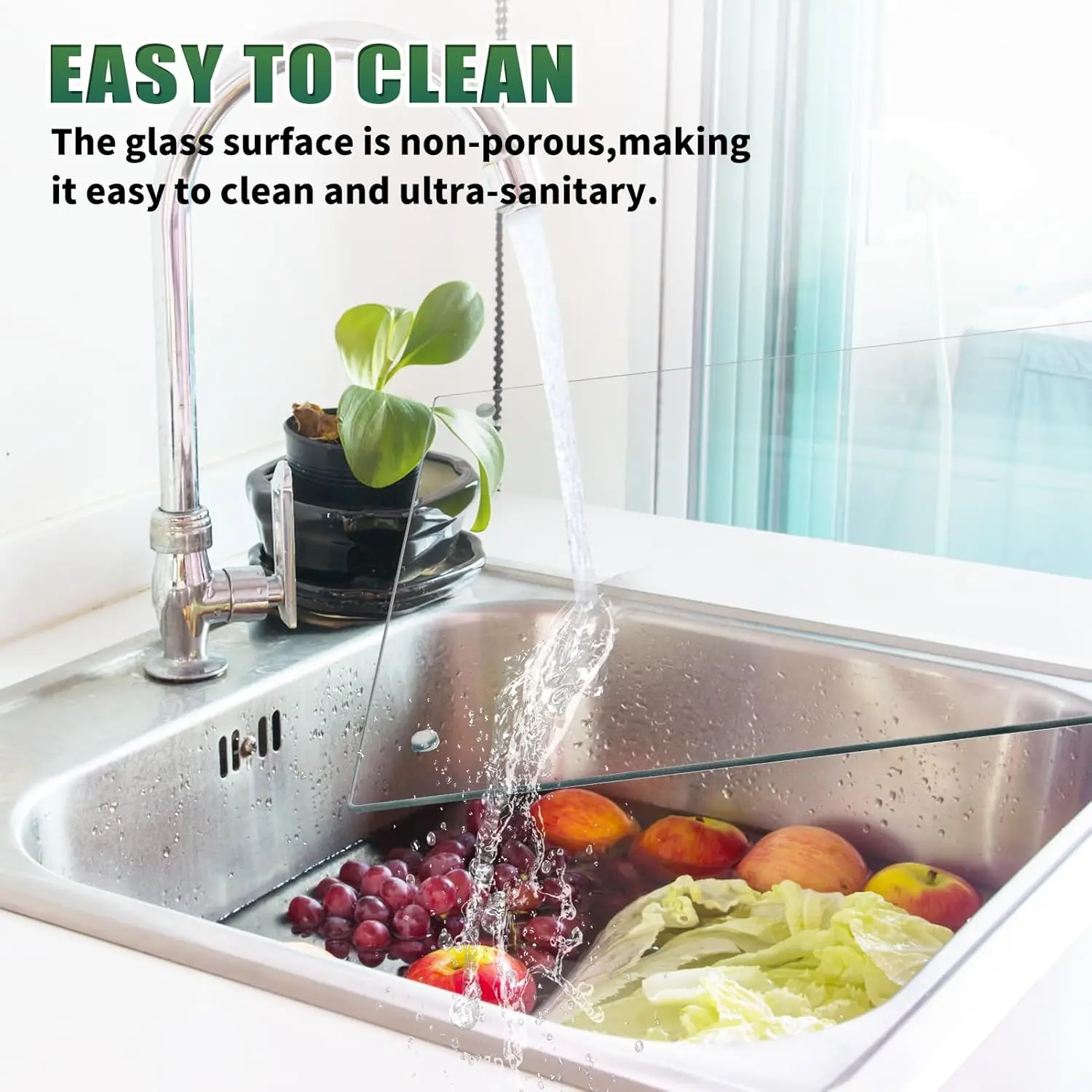 Tempered Glass Cutting Board: Non-Slip, Heat Resistant, Easy Clean, 12x16 Inch Kitchen Countertop Decor