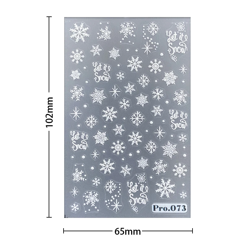 クリスマス用の3Dネイルアートステッカー,白い雪片,きらびやかなデカール,マニキュアチャームの装飾,接着剤,新年