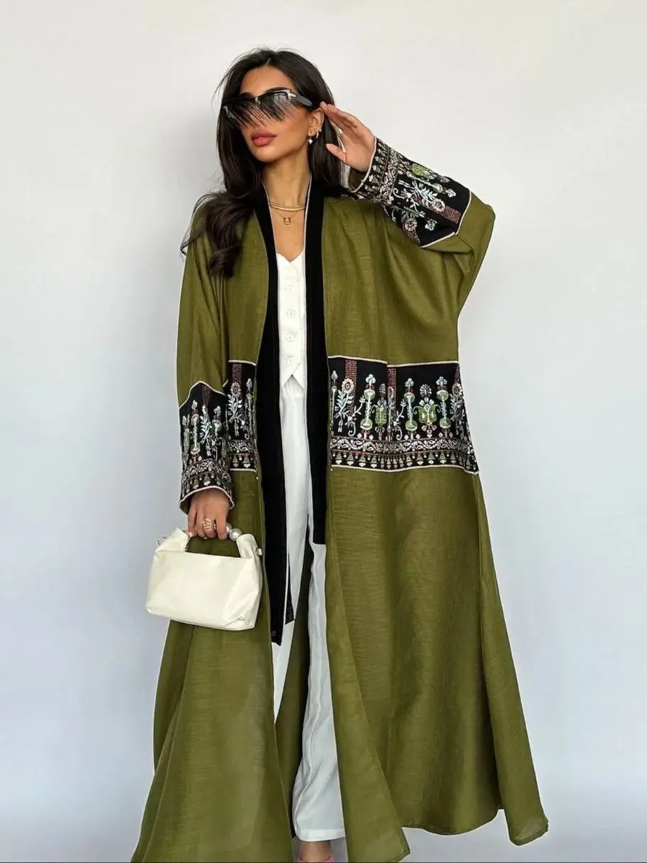 Ramadan Eid Open Kimono Abaya Dubai Luxury 2024 Muslim Abayas For Women Kaftan Dress Kebaya Islam Clothing Robe Femme Musulmane