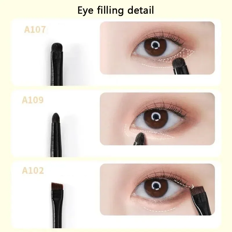 Pennello per ombretto per capelli morbidi Trucco per occhi da 6 pezzi Pennello per trucco piccolo per dettagli occhi con lama per eyeliner a baco da seta sbavato