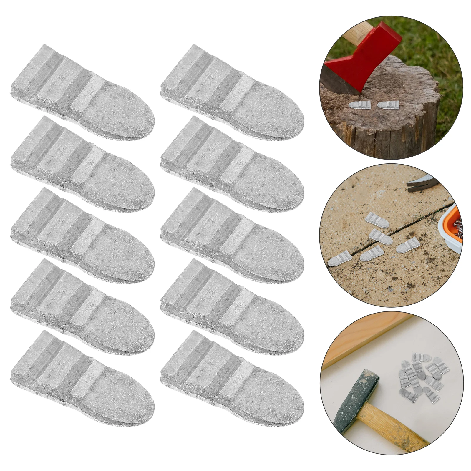 

10 Pcs Hammer Handle Reinforced Wedge Double Bit Axe Handles Replacement Camping Tools Silver