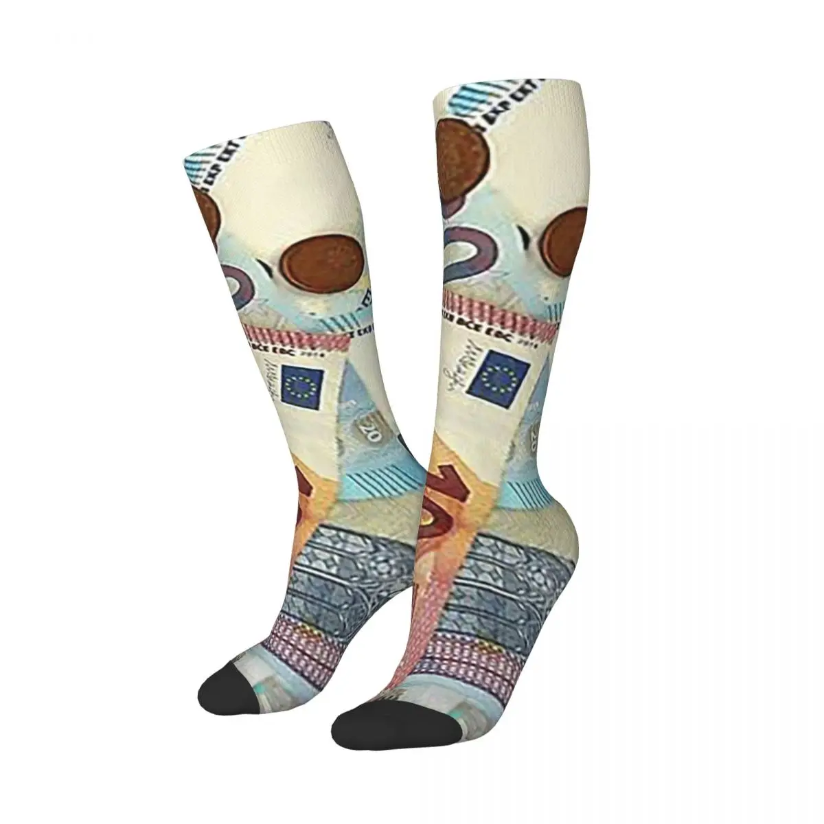 Euro Banknotes And Coins Socks Harajuku Stockings All Season Long Socks Accessories for Man Woman Birthday Present