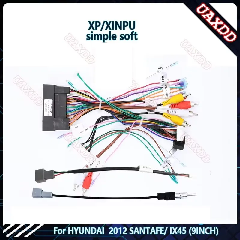 For 2013-2018 Hyundai SANTAFE IX45 9inch 2 Din Car stereo radio Android frame panel fascia cable video harness adapter dashboard