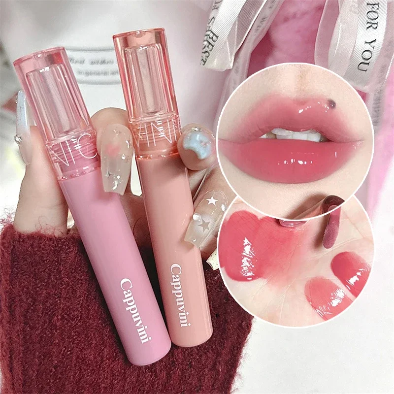 6 Colors Mirror Jelly Lip Glaze Waterproof Water-light Lip Gloss Long Lasting Moisturising Glossy Red Tint Lips Makeup Cosmetics