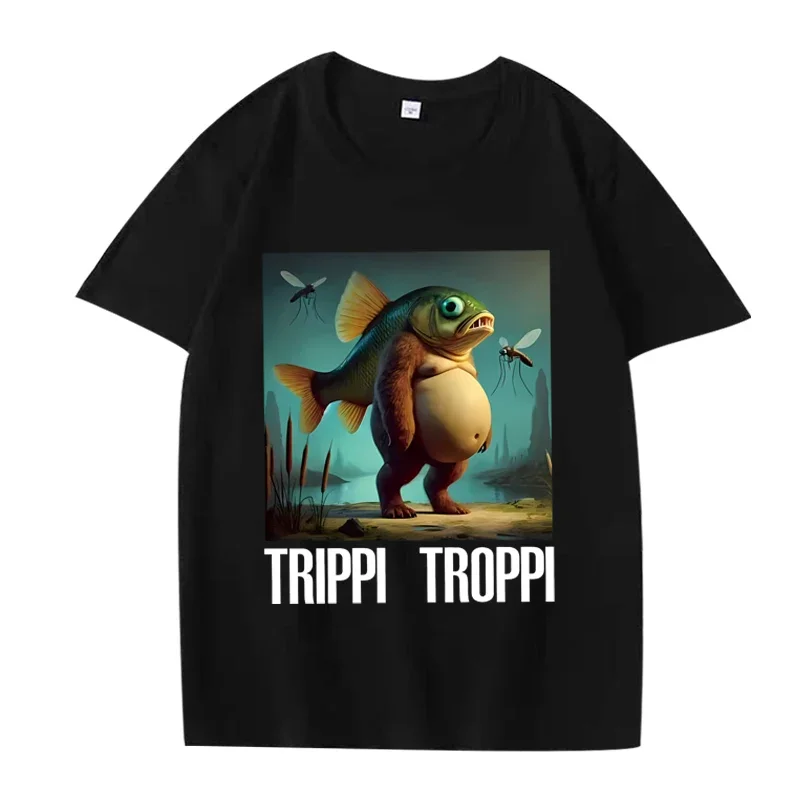 

Summer men's Trippi Troppi cartoon Harajuku pattern printed Meme style 100% pure cotton trendy short-sleeved top