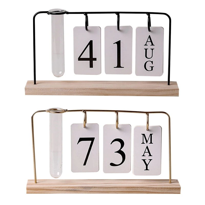 

DIY Perpetual Calendar with Wooden Display Holder Desktop Flipping Countdown Calendar for Boys Girls Students Adult Gift