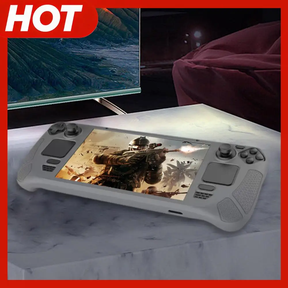 

Силиконовый чехол для игровой консоли с полным покрытием, противоскользящий мягкий чехол для игровой консоли с кронштейном, сменные аксессуары для Steam Deck