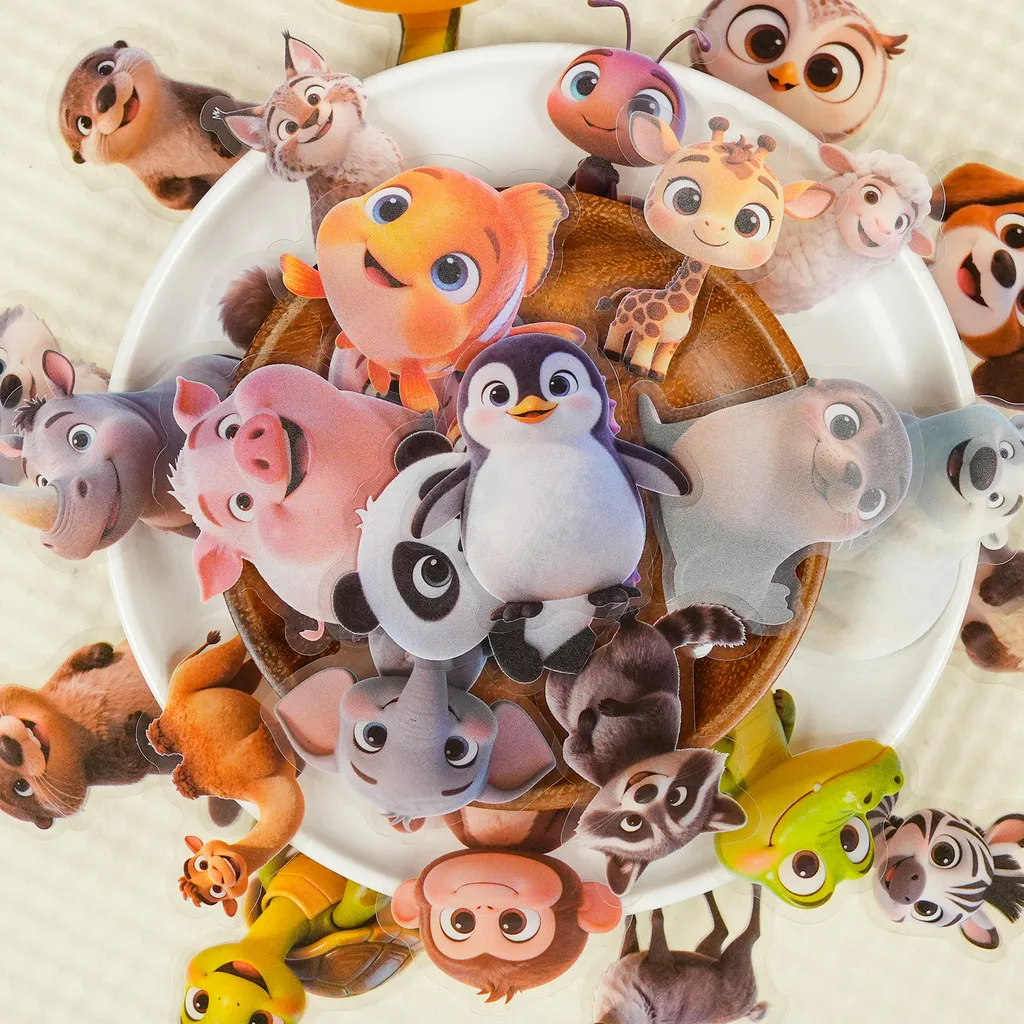 56 шт. новые милые наклейки с мультяшными животными-прозрачные детские декоративные наклейки для домашних животных BulingBulingStickers Store