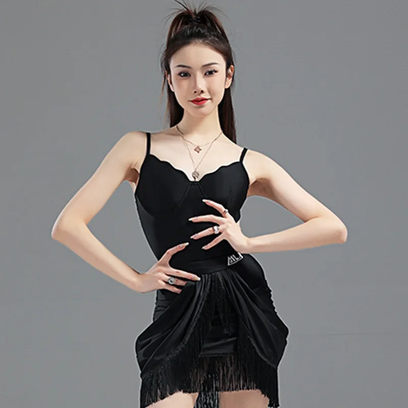 

Женское платье для латиноамериканских танцев, соблазнительные майки с юбкой с бахромой, танцевальная одежда для выступлений и профессиональных танцев, тренировочная одежда VBH18