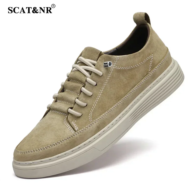 2024 European new shoes for men genuine leather casual shoes flat skateboard shoes street fashion sneaker 38-46 wedding