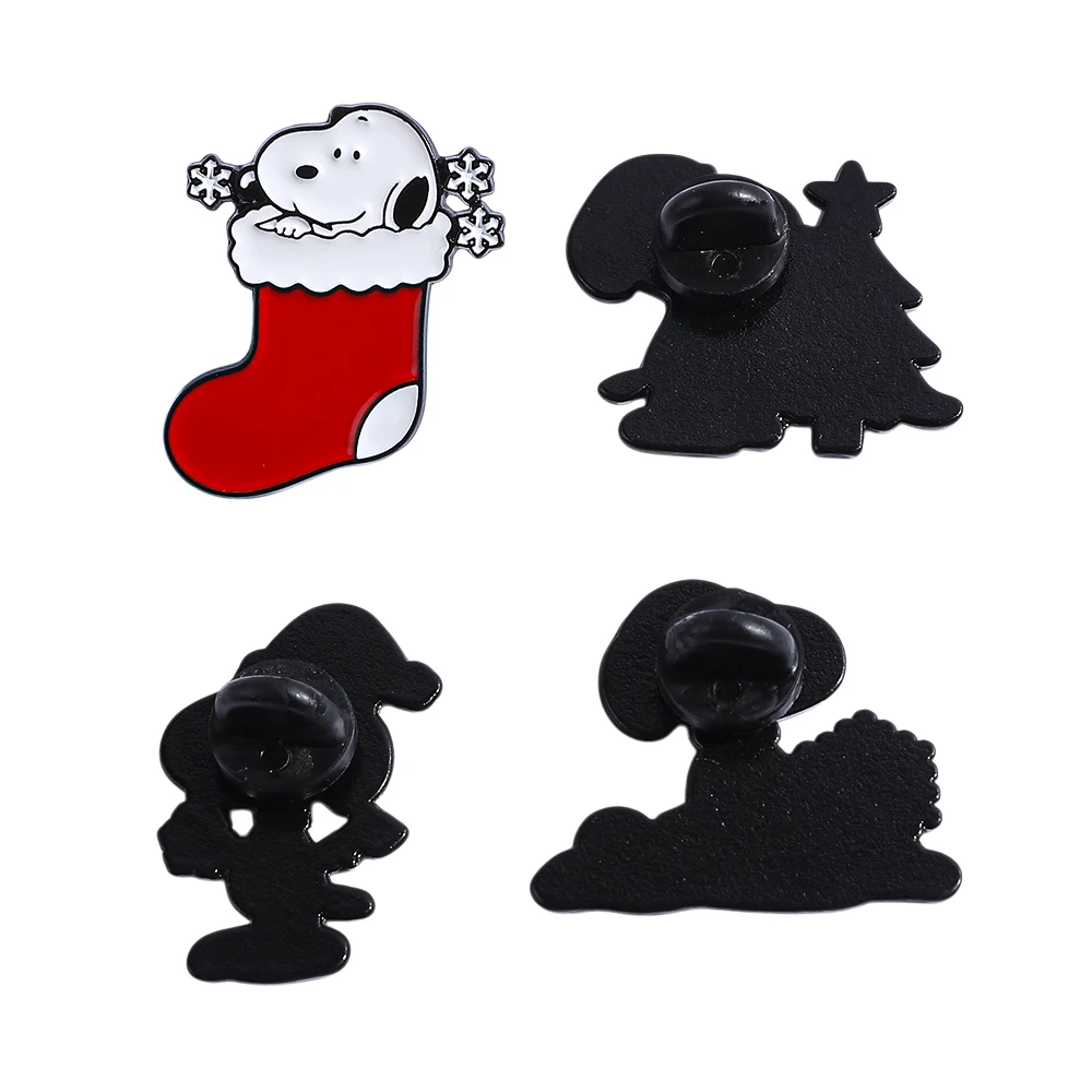1 Pc Christmas Cute Brooch Winter ​​White Dog Snowflakes Enamel Pin Metal Badge Jewelry Backpack Clothing Accessories Gift