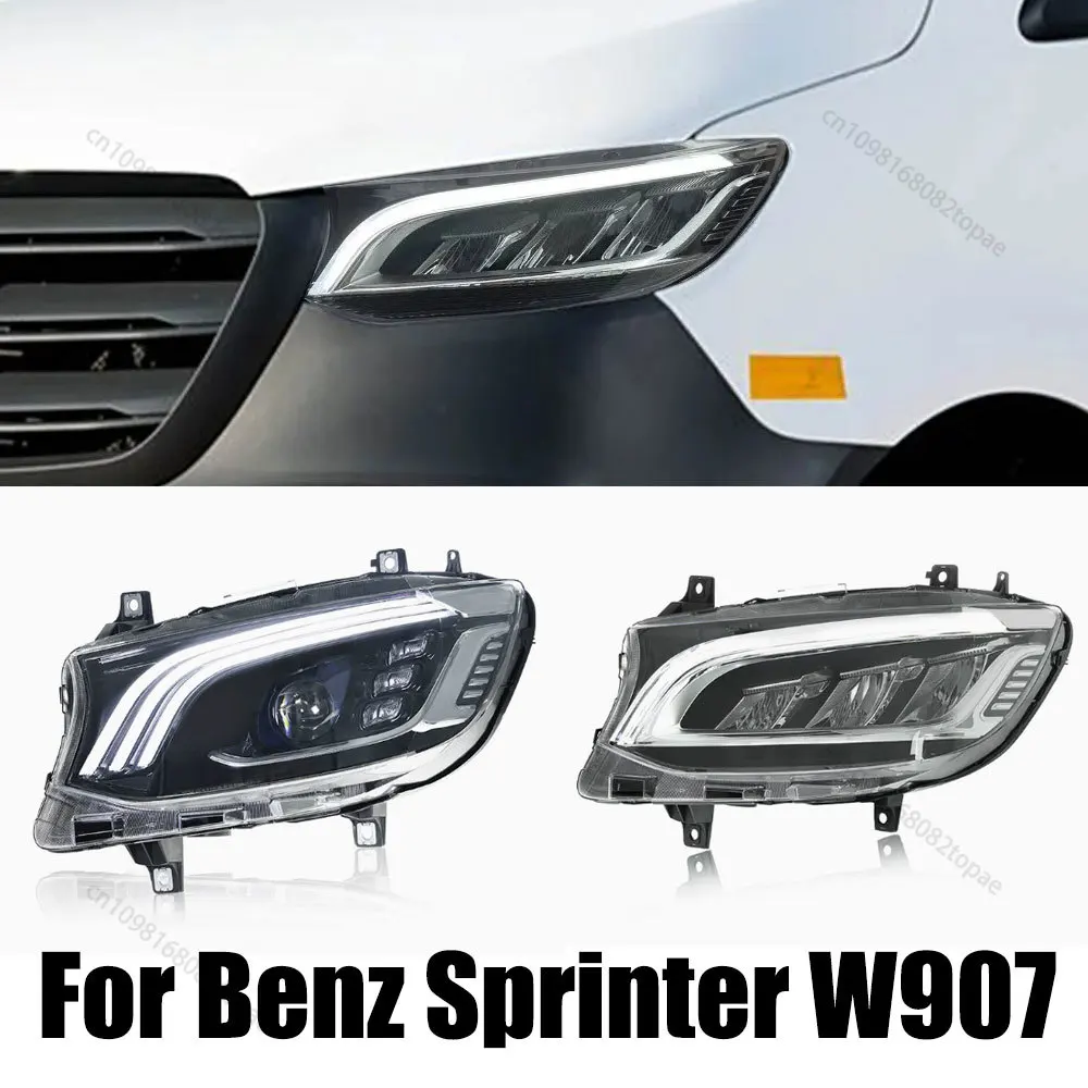 

Для Mercedes-Benz Sprinter W907 2018-2023, европейская версия, комплект фар с улучшенной конфигурацией, светодиодные проекционные фары, автомобильные аксессуары