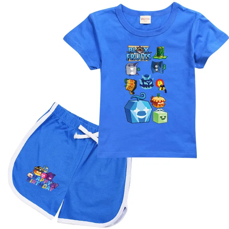 أنيمي تأثيري صيف جديد Bloxing الفواكه طفل منامة 2 قطعة الأطفال دعوى تي شيرت مجموعة تي شيرتات قصيرة للأطفال ملابس الأولاد طفل B-blox Fru 72th #1