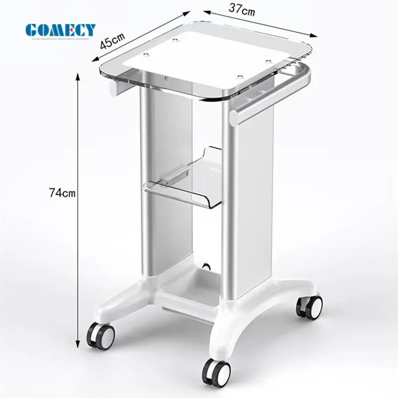 2024 Mobile Acrylic Salon Cart Trolley for Portable IPL Machines 50*50CM Table GOMECY Factory Price Stand Rolling Cart