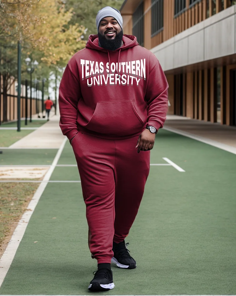 Biggmans Men's Plus Size Clothing Historically Black Colleges Style Hoodie and Sweatpants Two Piece Set 4XL 5XL 6XL 7XL 8XL 9XL