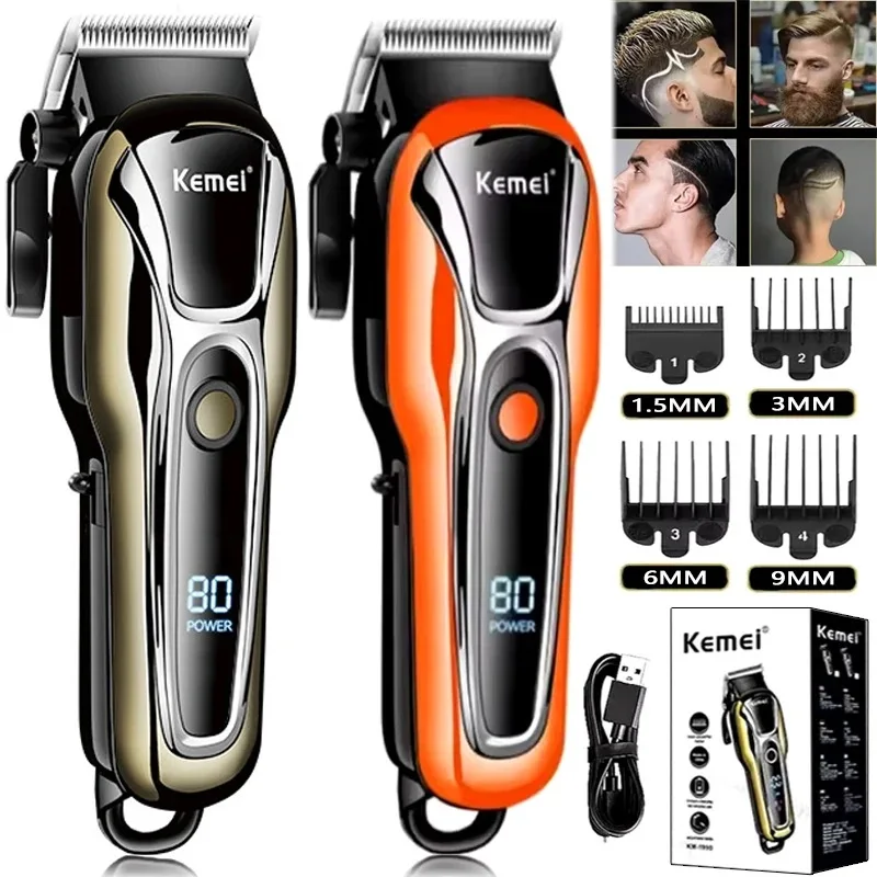 Kemei PG1990 Professionelle Friseur Haarschneidemaschine Elektrische Haarschneidemaschine USB Aufladbare Haarschneider für Männer LCD Display Haarschnitt Maschine