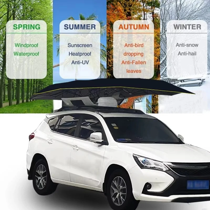 Portable 4.0M*2.0M Solar Charging Remote Control Automatic Folding Electric Car Umbrella for Car Roof
