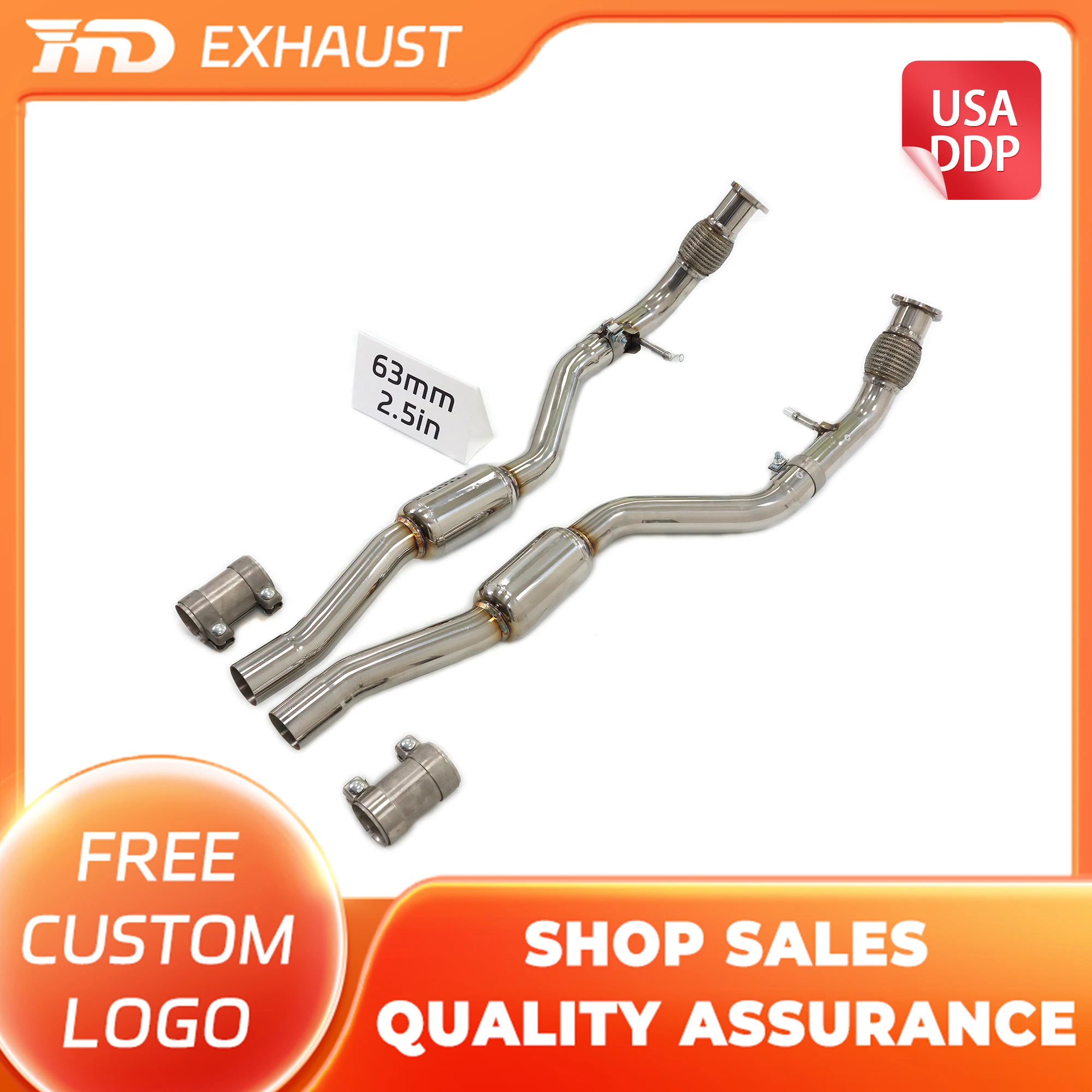 

HMD Hot sale Exhaust System SS304 Middle Pipe for Audi SQ5 B8 3.0T Without Heat Shield