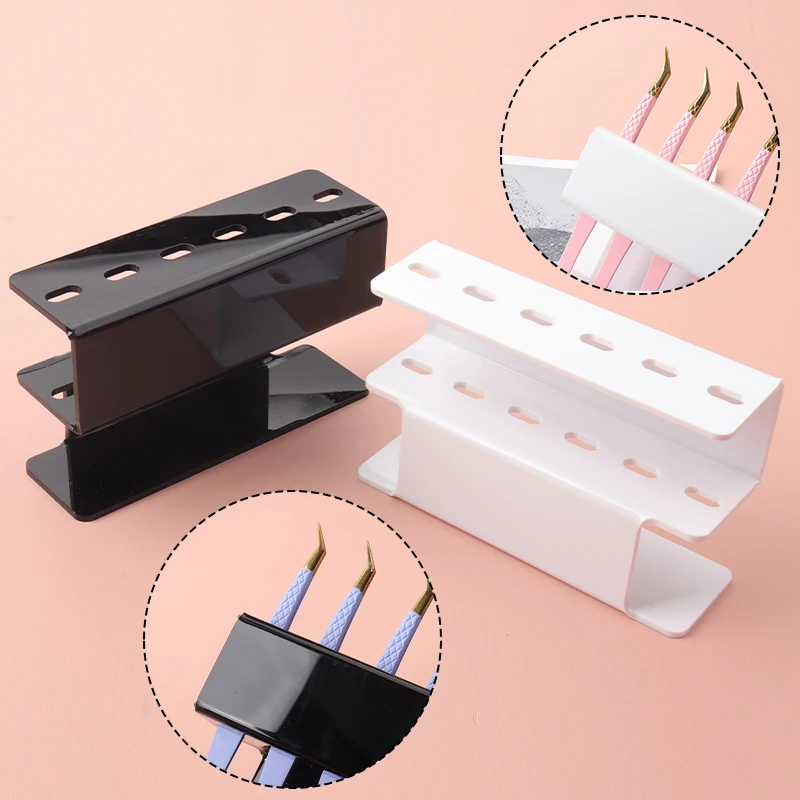 6 Holes Acrylic Eyelash Tweezers Storage Rack Convenient Tweezers Stand Shelf Hold Lash Extension Tattoo Beauty Makeup Tools