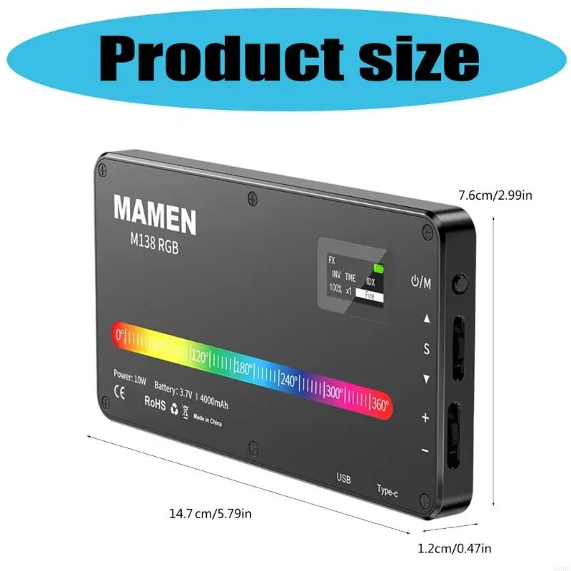 プロのスマートフォンビデオライト2500K 9000K調整可能なカラーLEDライトスタジオグレード電話カメラライトモバイル896C