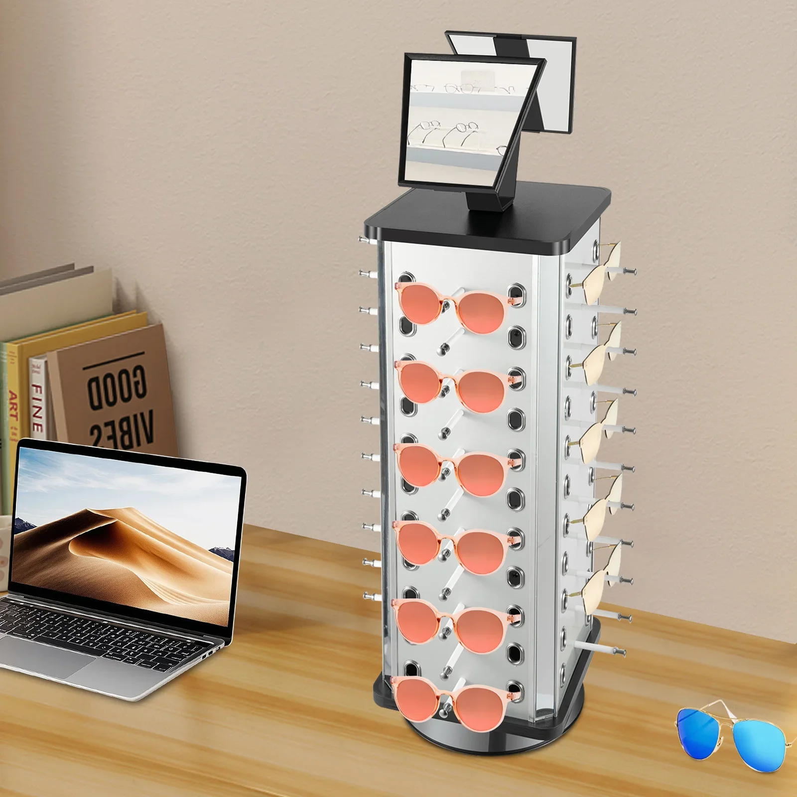 

Sunglass Stand Rotating Retail Rotating Optical Frame Display Case Showcase