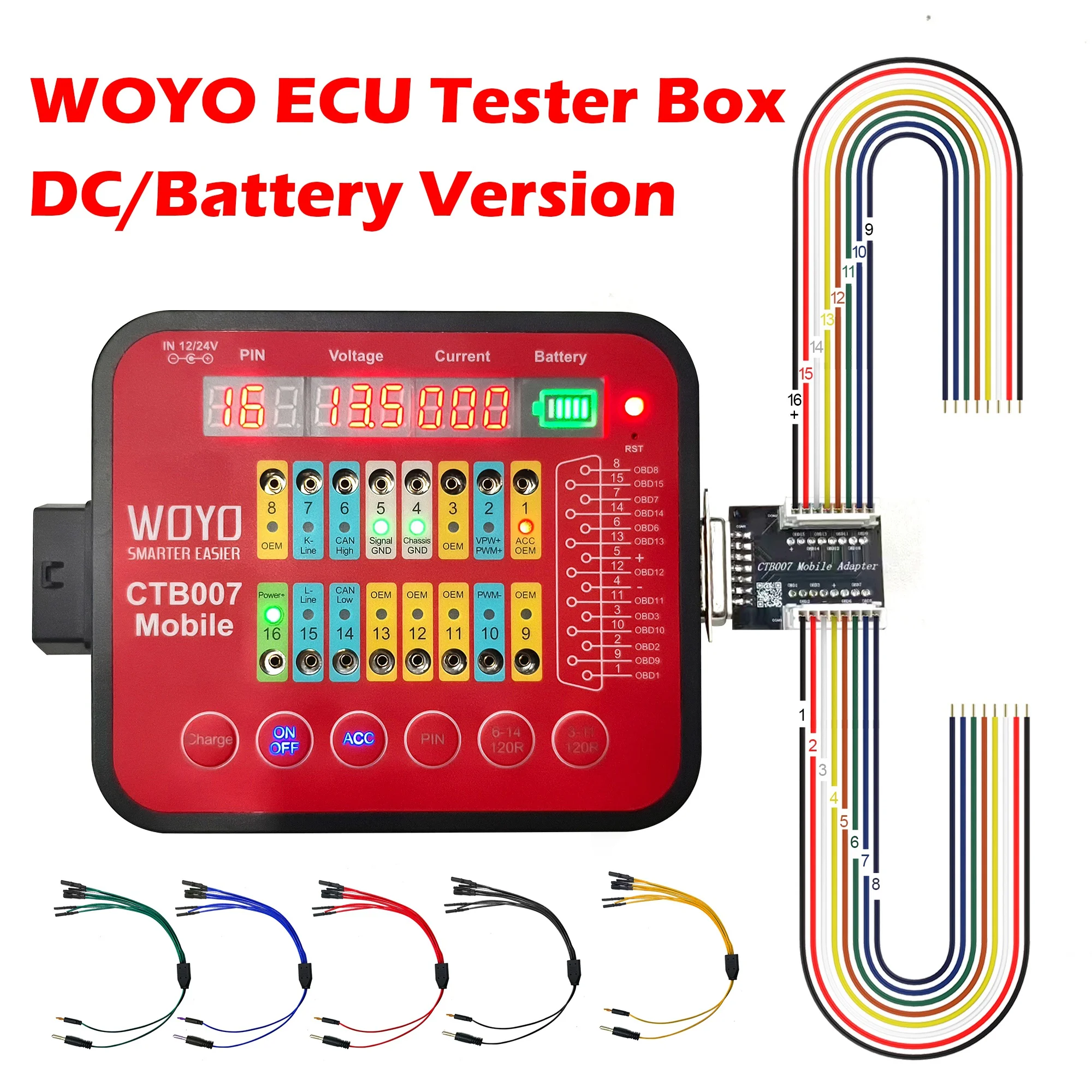 ECU Circuit Board Detector with Built-in Resistor, CTB007 Mobile Support Rechargerable Battery,CAN Tester Box, OBD2 Breakout Box